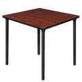 30" Square Folding Breakroom Table Reversible Cherry Maple Top Black Steel Legs U60099
