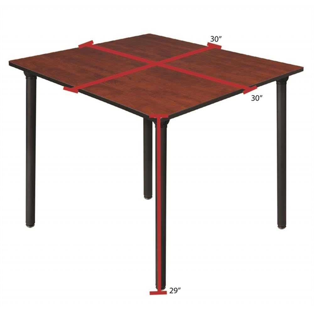 30" Square Folding Breakroom Table Reversible Cherry Maple Top Black Steel Legs U60099