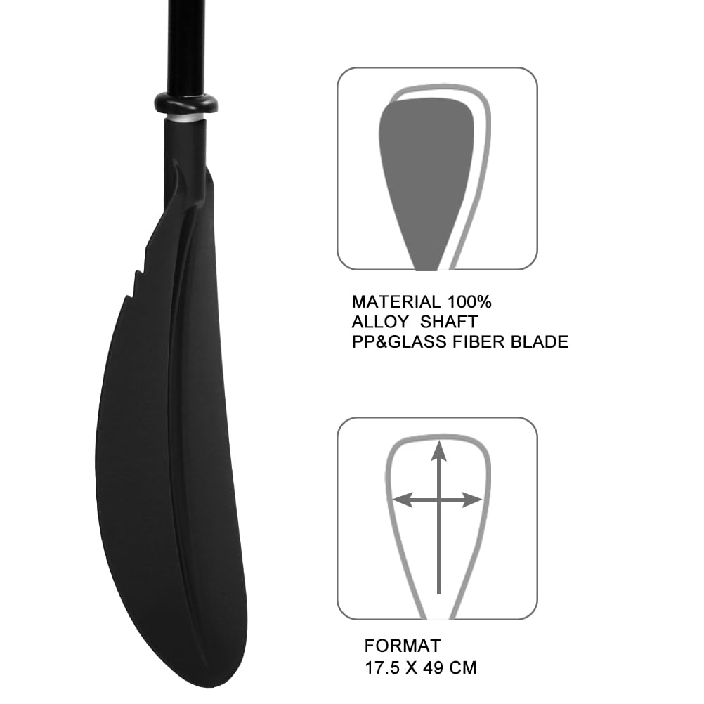 Adjustable 2 Pieces Aluminum Alloy Glass Fiber Kayak Paddle R7608