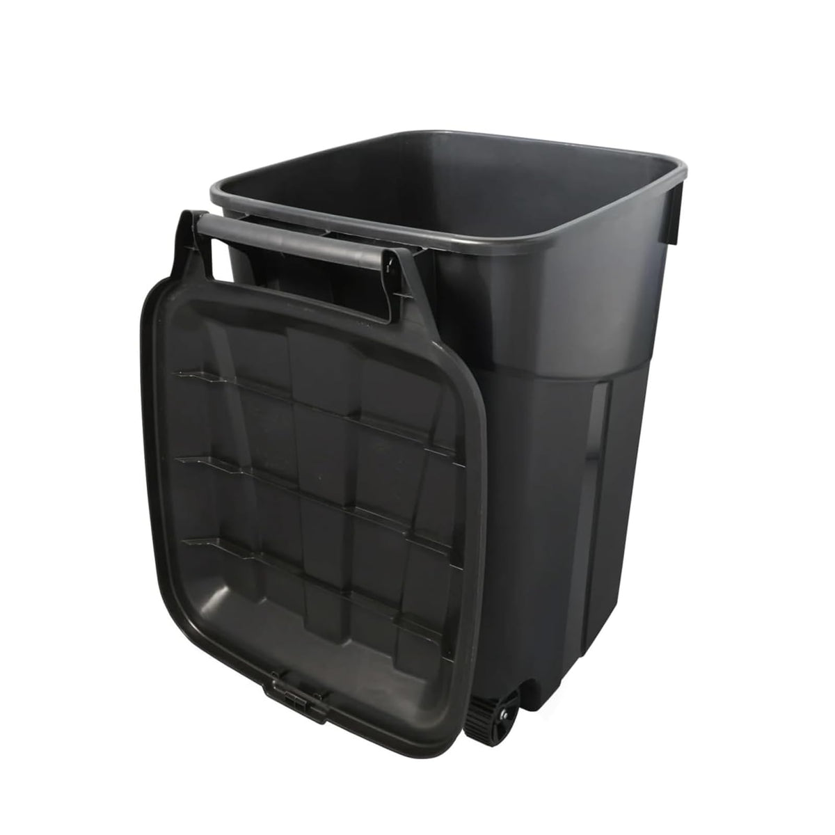 Black 45 Gallon Wheeled Heavy Duty Plastic Trash Can with Lid Z91782