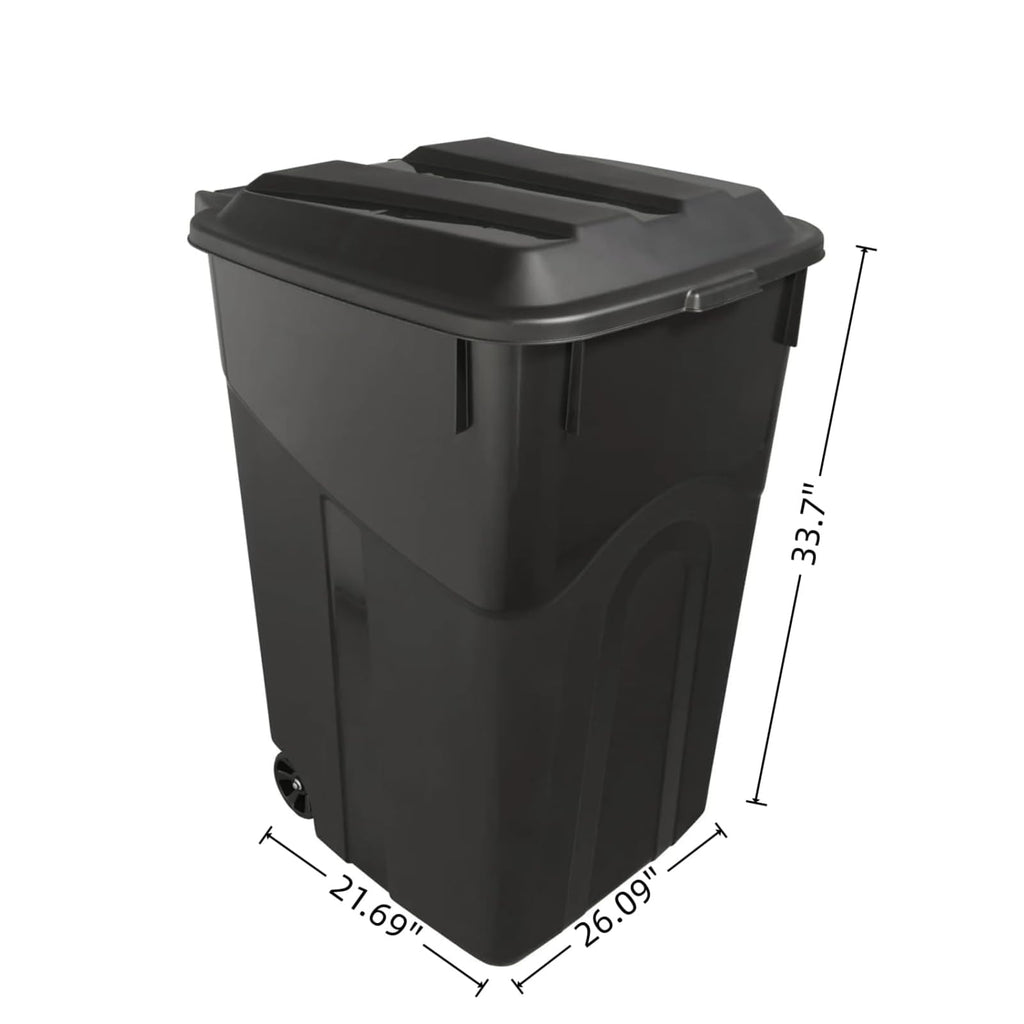 Black 45 Gallon Wheeled Heavy Duty Plastic Trash Can with Lid Z91782