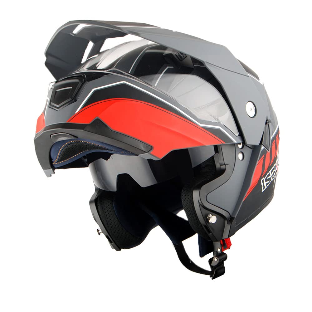 Motorcycle Modular Flip up Full Face Helmet Dual Visor M44387
