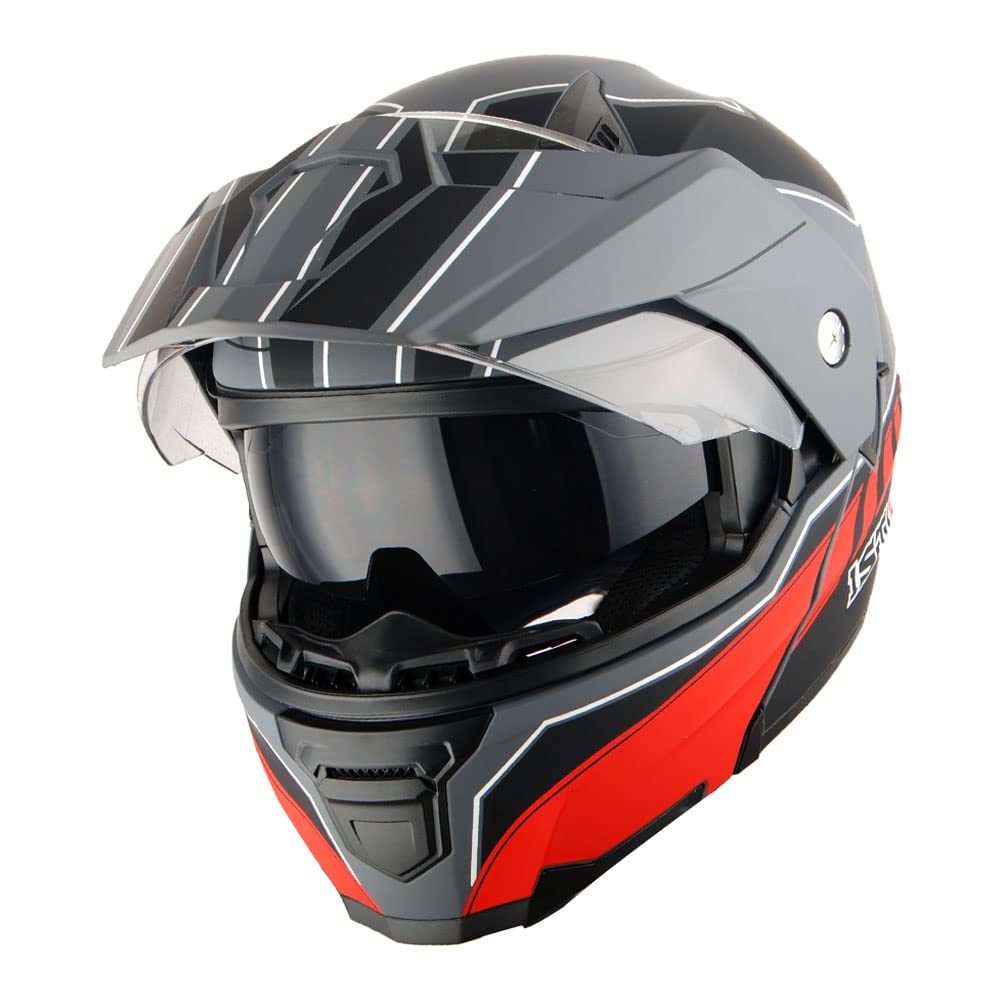 Motorcycle Modular Flip up Full Face Helmet Dual Visor M44387