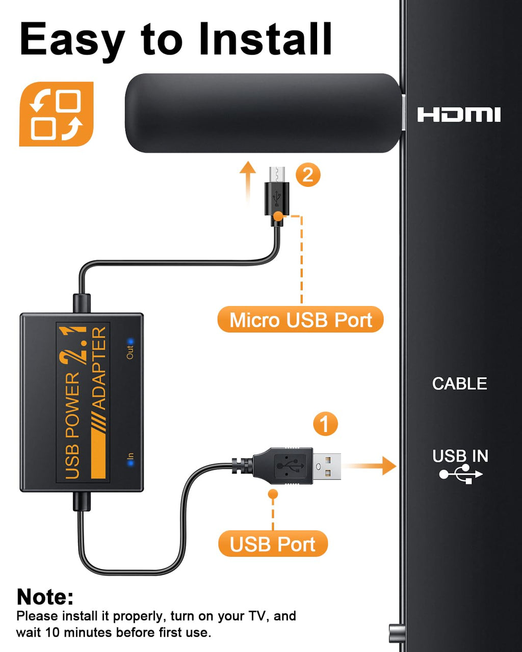 USB Power Cable Adapter for Fire TV Stick B4595