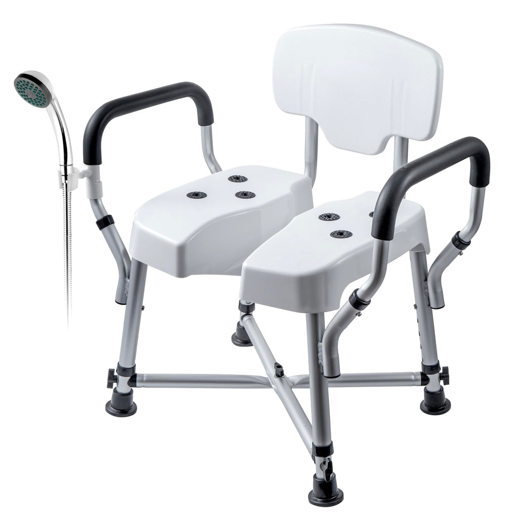 Heavy Duty Shower Chair with Back and Padded Armrests V1115