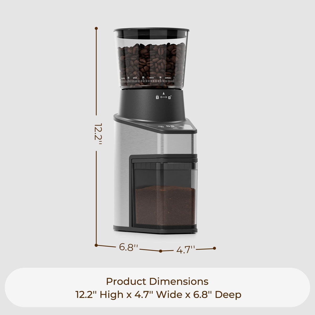 Conical Burr Coffee Grinder, 60 Settings, Black D771