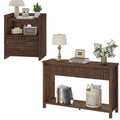 Rustic Oak Console Table with 2 Drawers O562589