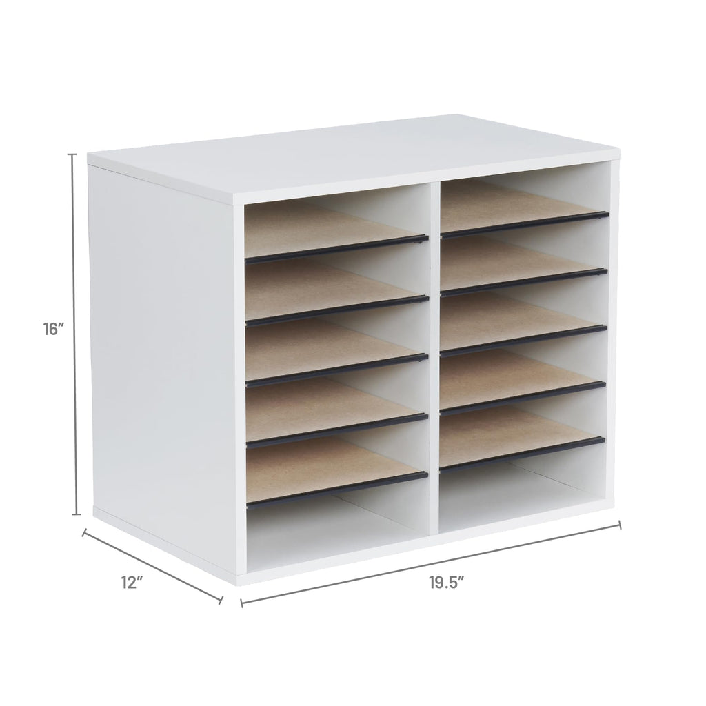 12 Compartment Wood Literature Organizer H60576
