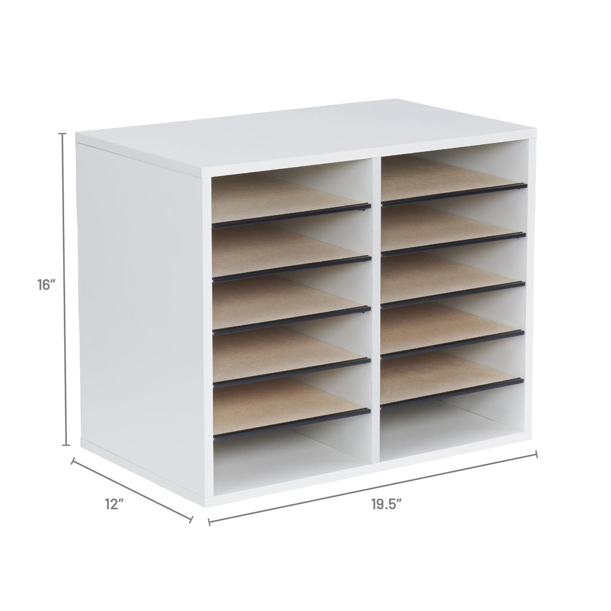12 Compartment Wood Literature Organizer H60576