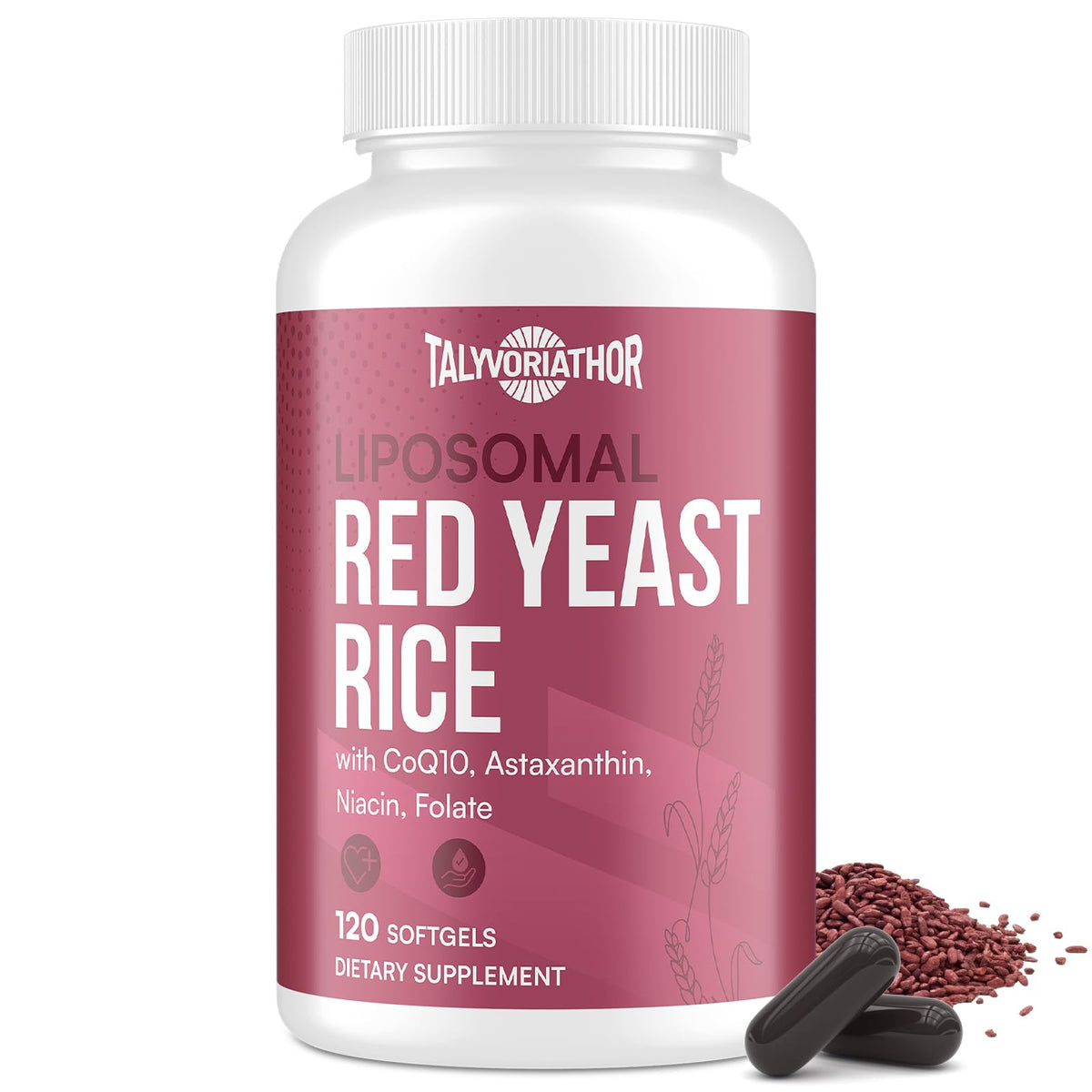 Red Yeast Rice 1200mg CoQ10 Astaxanthin 120 Softgels T428965