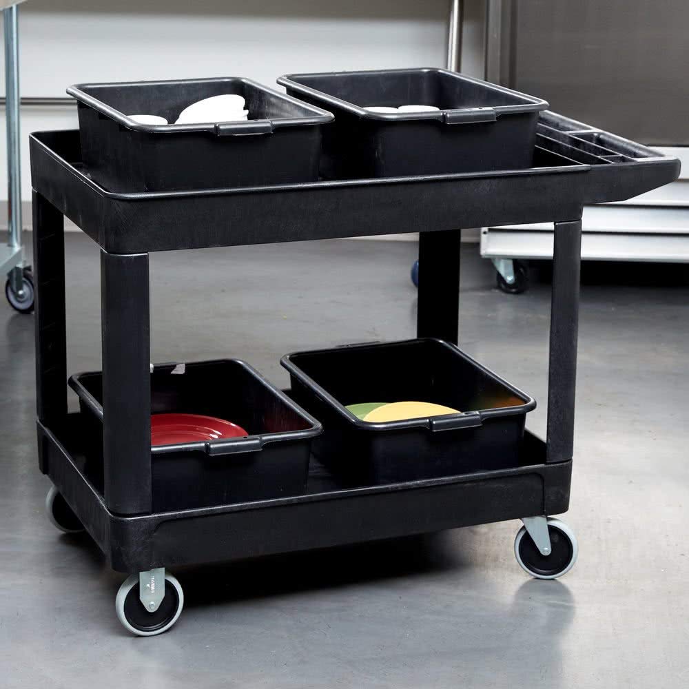 2-Shelf Utility Service Cart, Black, 500 lbs. Capacity C3300