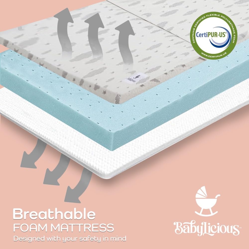 Pack and Play Mattress Topper 38" x 26" Trifold Soft Foam V78826