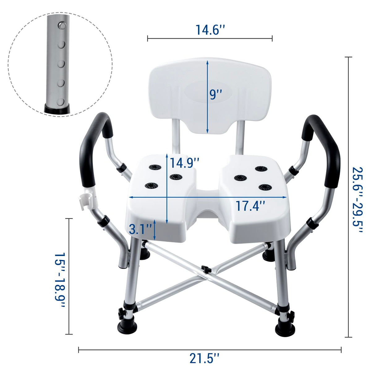 Heavy Duty Shower Chair with Back and Padded Armrests V1115
