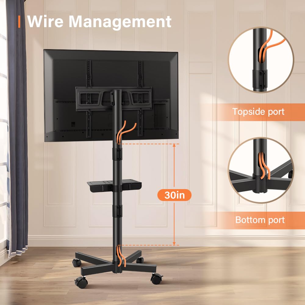 Mobile TV Cart for 23 to 65 inch Flat Screen TVs on Wheels Q60585