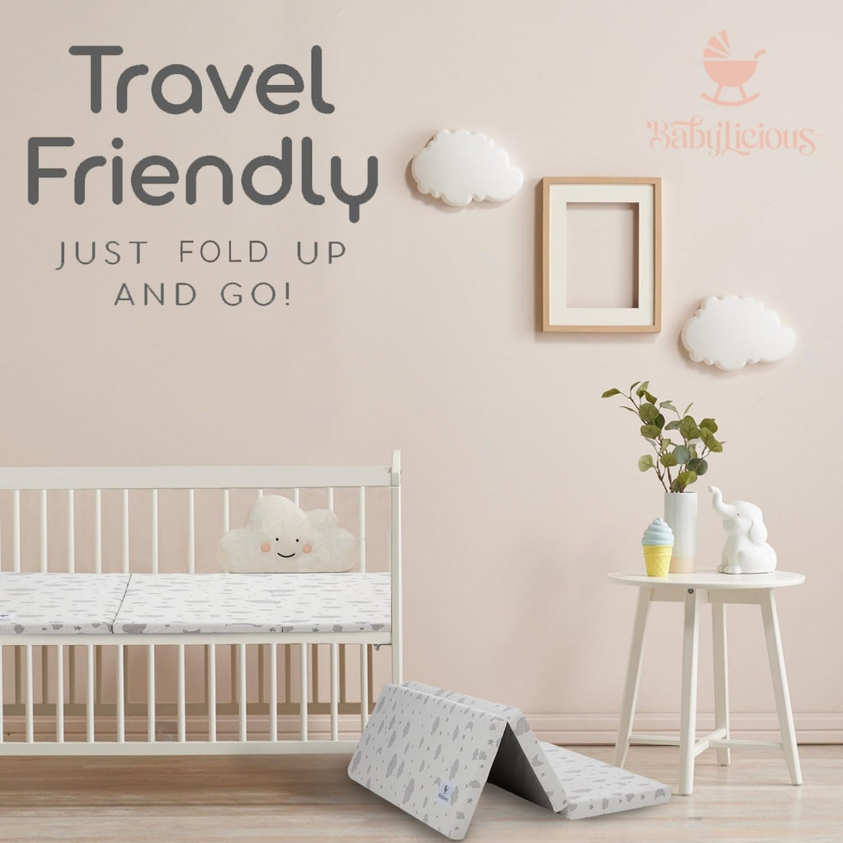 Pack and Play Mattress Topper 38" x 26" Trifold Soft Foam V78826