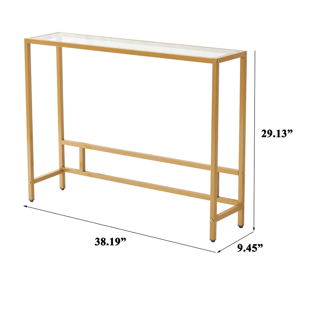 Small Modern Console Table Tempered Glass Metal Frame Q76702