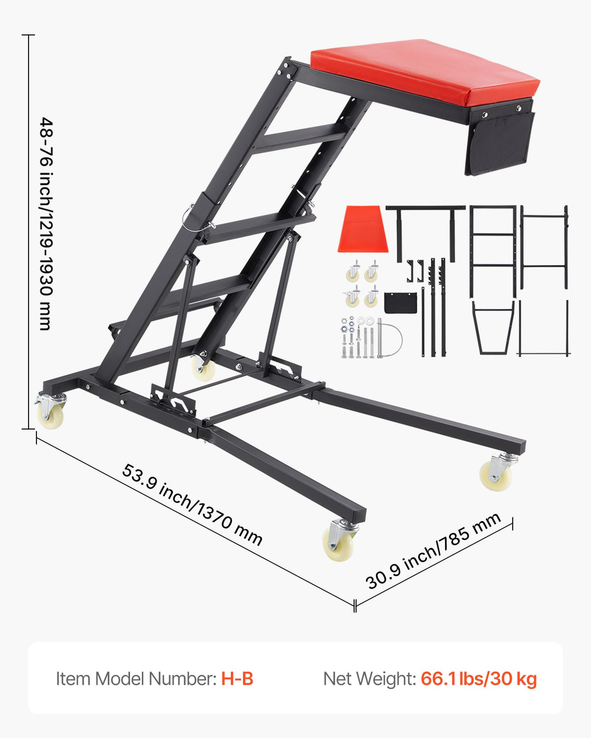 Padded Automotive Creeper with 4 Swivel Wheels H7272