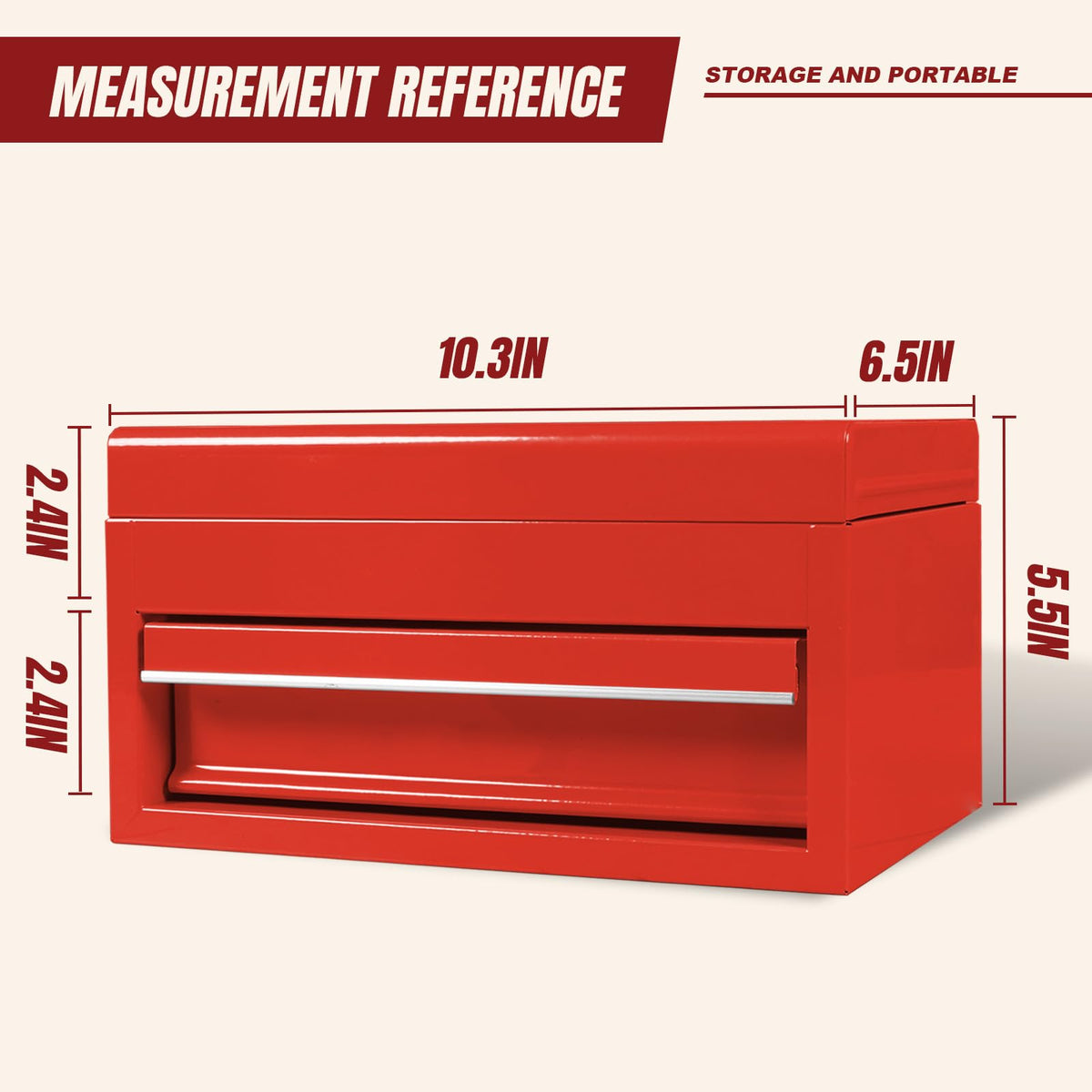 10" Mini Portable Steel Tool Box with Drawer H632