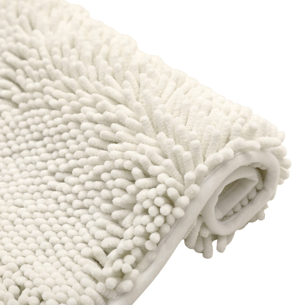 Non-Slip Microfiber Bath Rug Machine Washable Ivory 15 x 23 Inches O989940