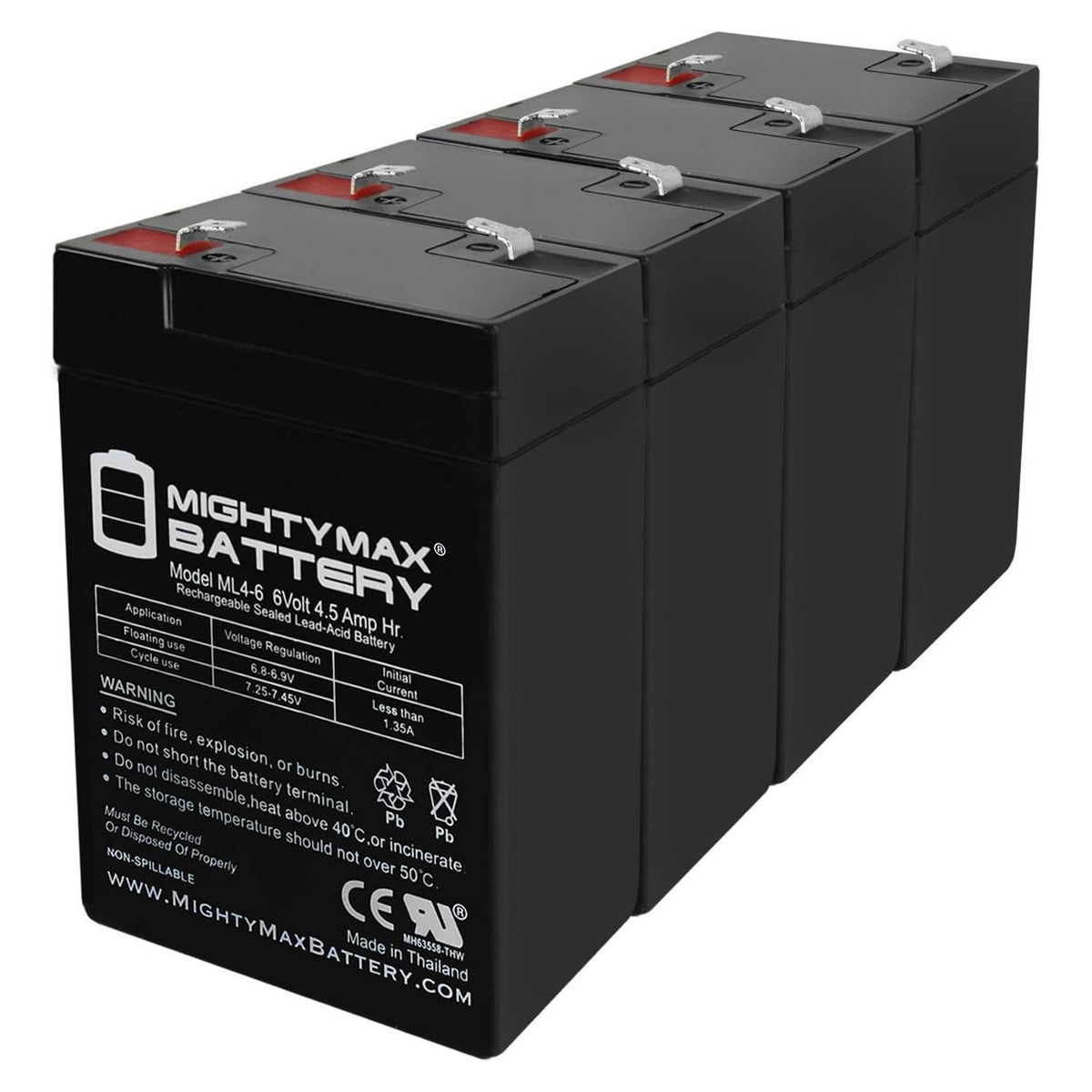 6V 4.5AH Replacement Battery 4 Pack W6265