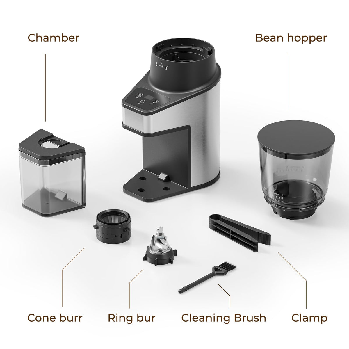 Conical Burr Coffee Grinder, 60 Settings, Black D771