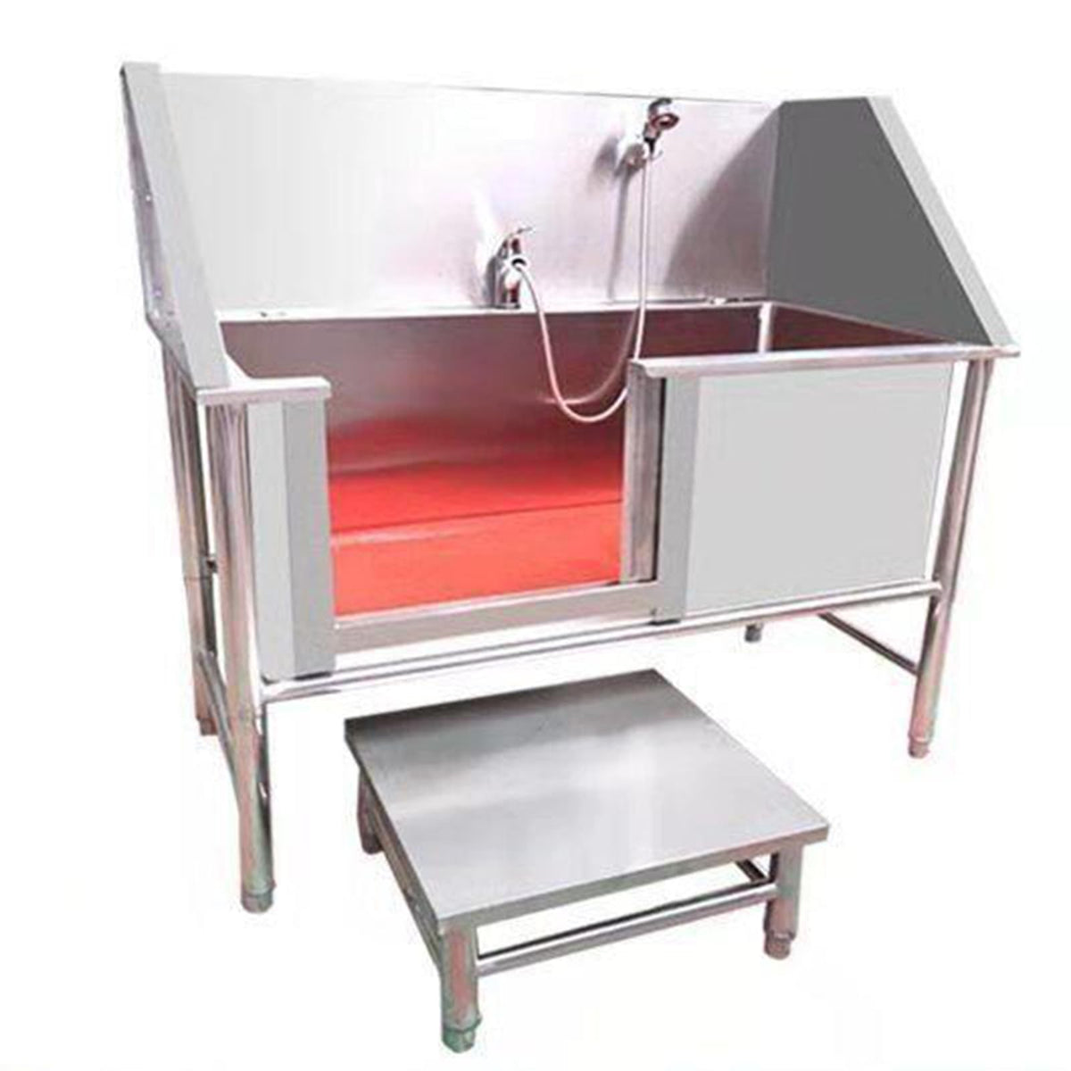 47 Inch Stainless Steel Dog Grooming Tub with Walk-in Stairs H653175