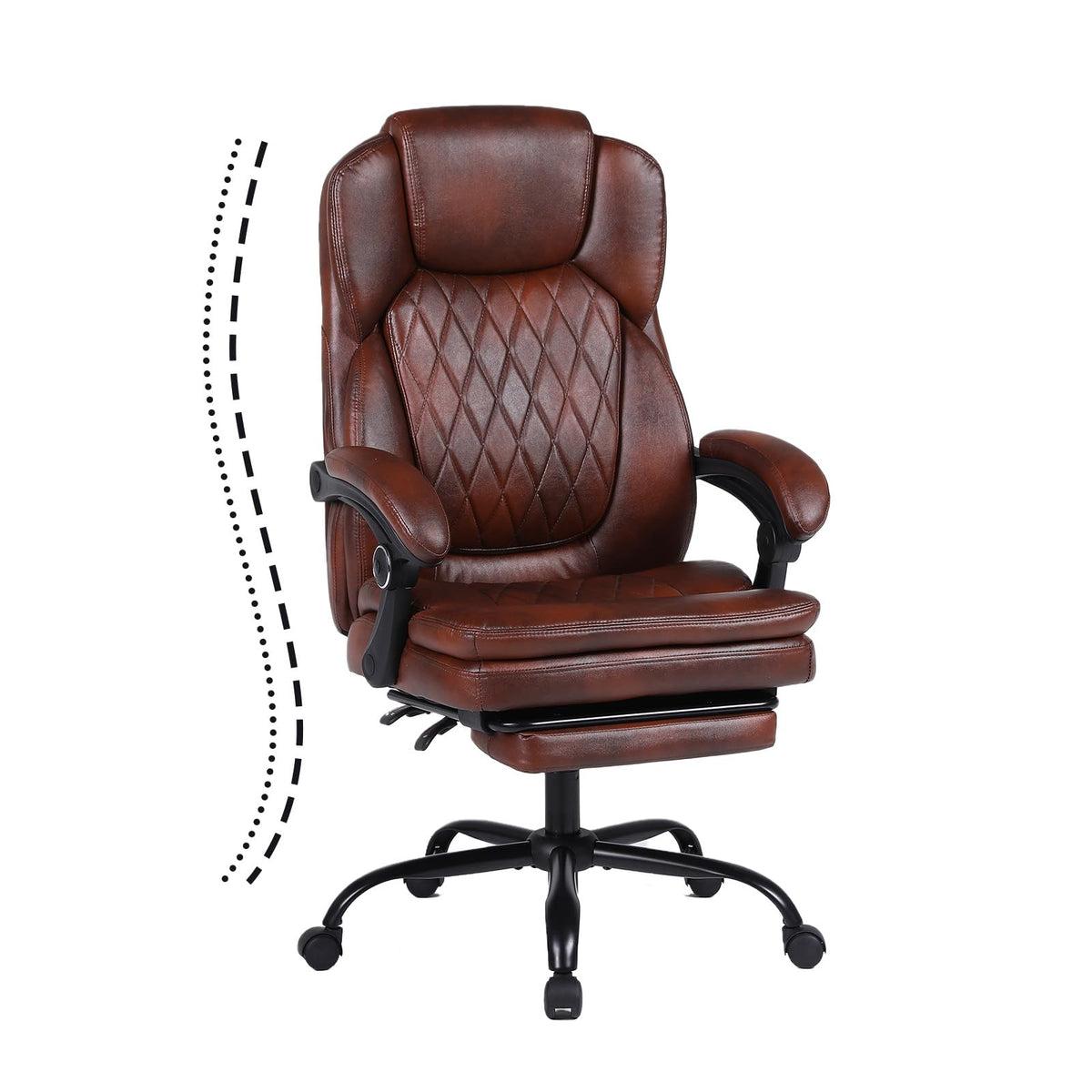 Big and Tall Ergonomic High Back PU Leather Reclining Office Chair with Footrest C927