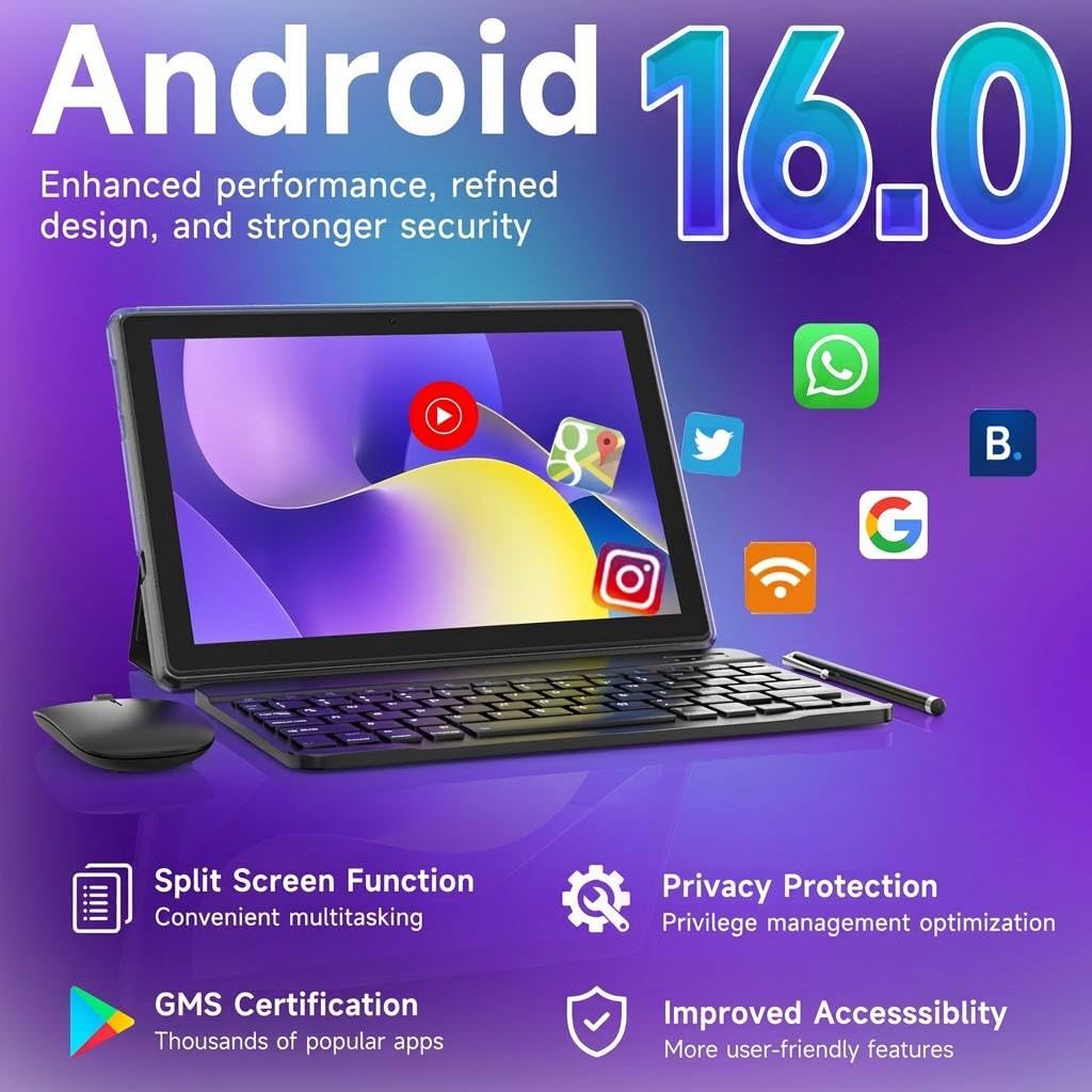 10 Inch Android 15 Tablet with Keyboard Case Mouse Stylus X62050