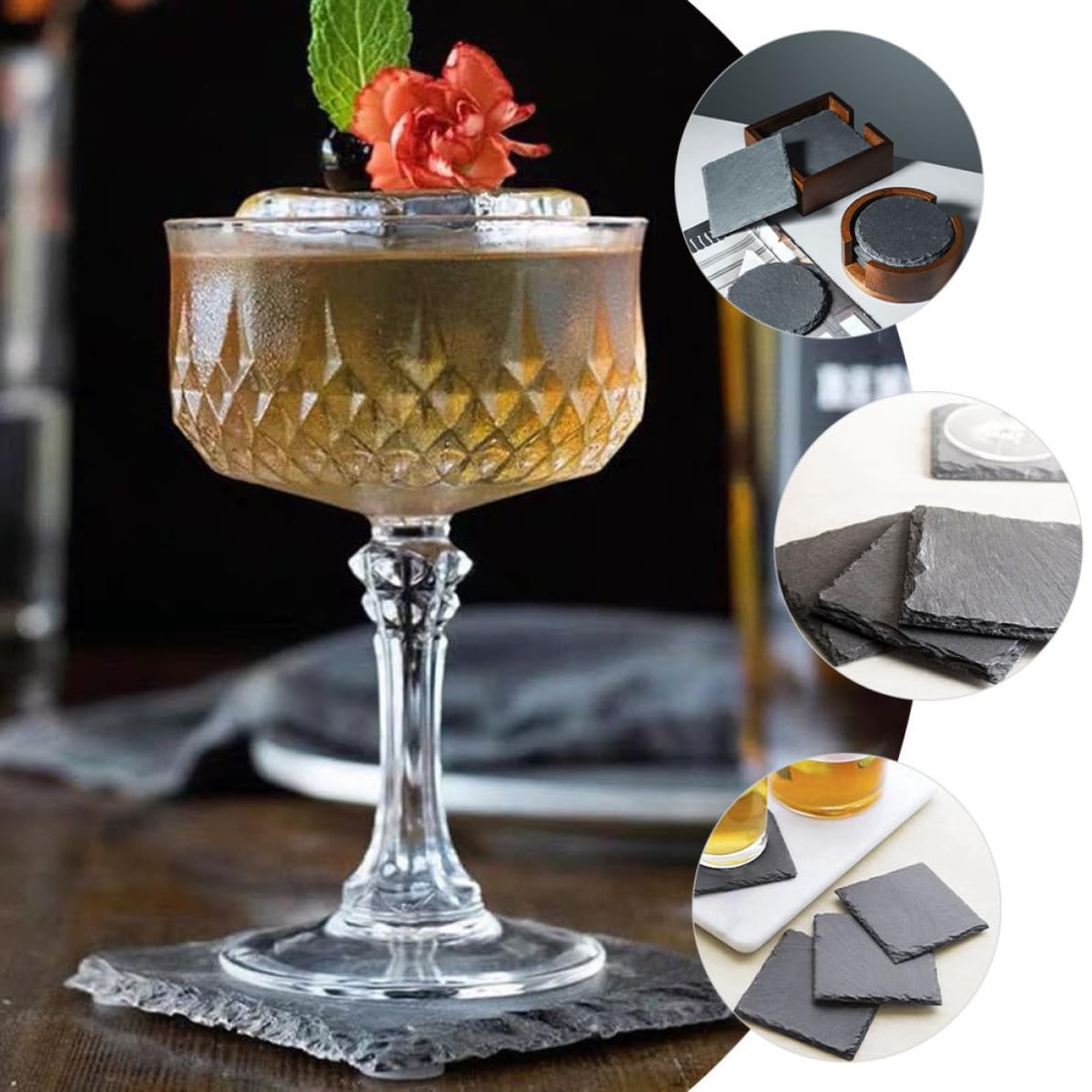 Natural Stone Coasters Set 12pcs V955213
