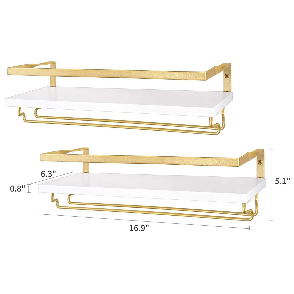 Wall Mounted Wine Rack with Glass Holder and Wood Shelf, 2 Pack T7117