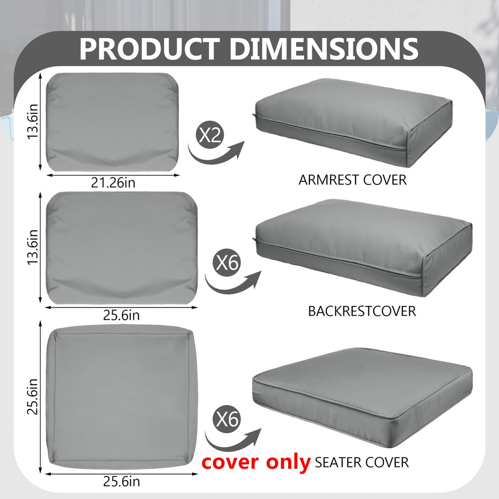 14 Piece Outdoor Waterproof Cushion Covers with Zipper A33725