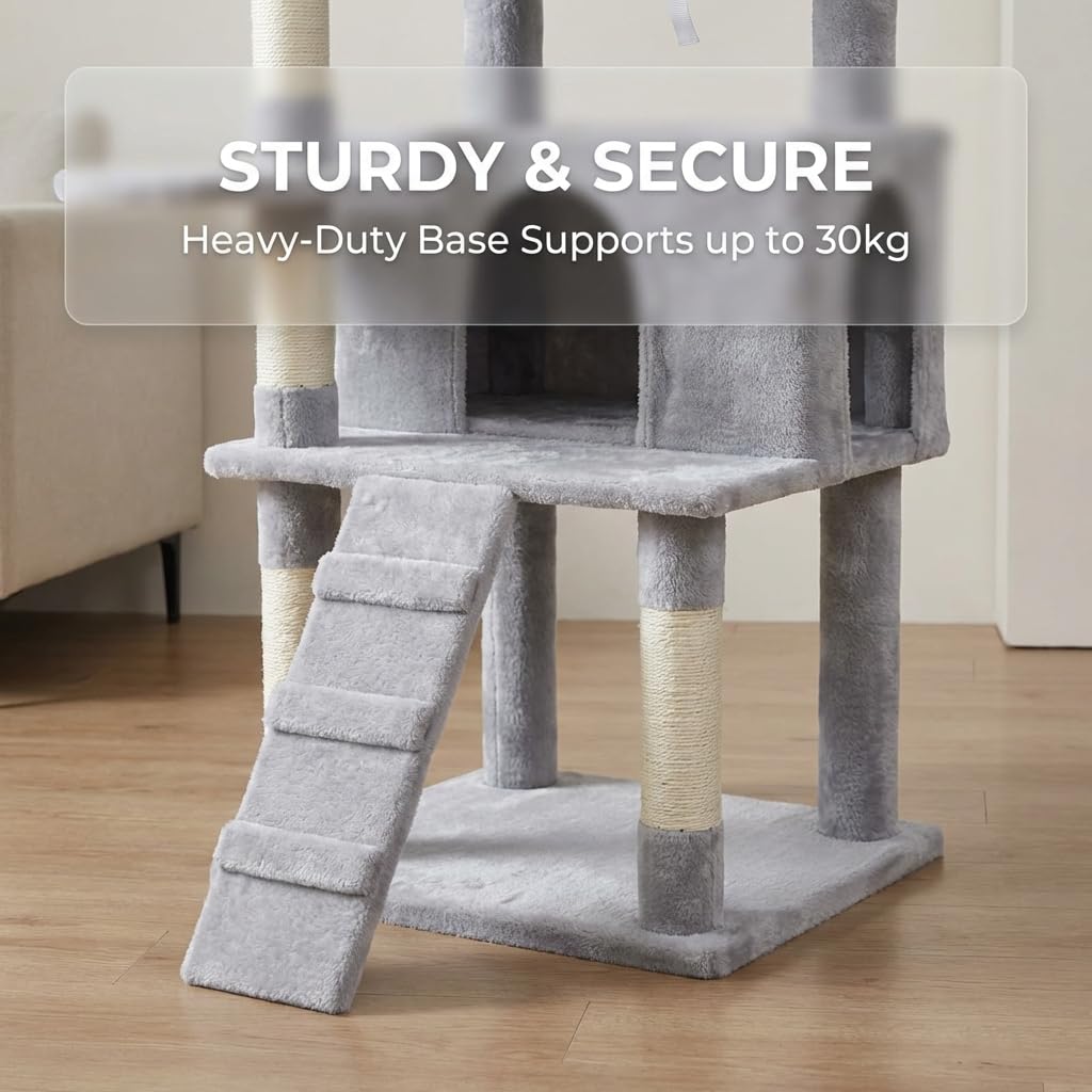 71-Inch Multi-Level Tall Cat Tree with Hammock and Cat Cave K45520