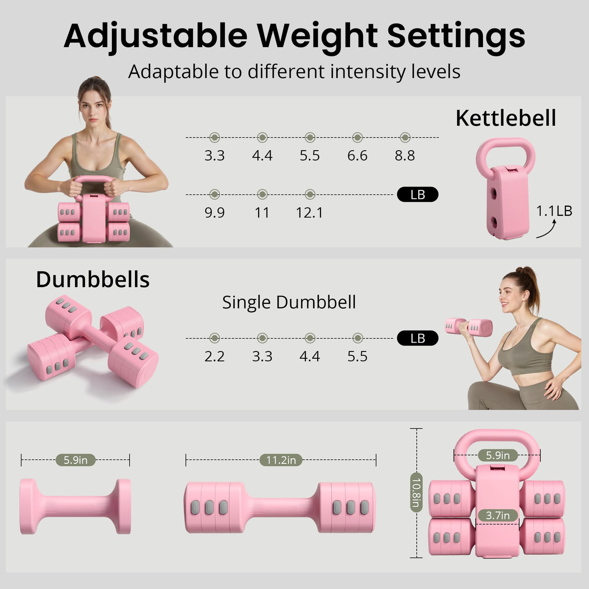Adjustable Dumbbell Set 2.2lbs to 12.1lbs Z600