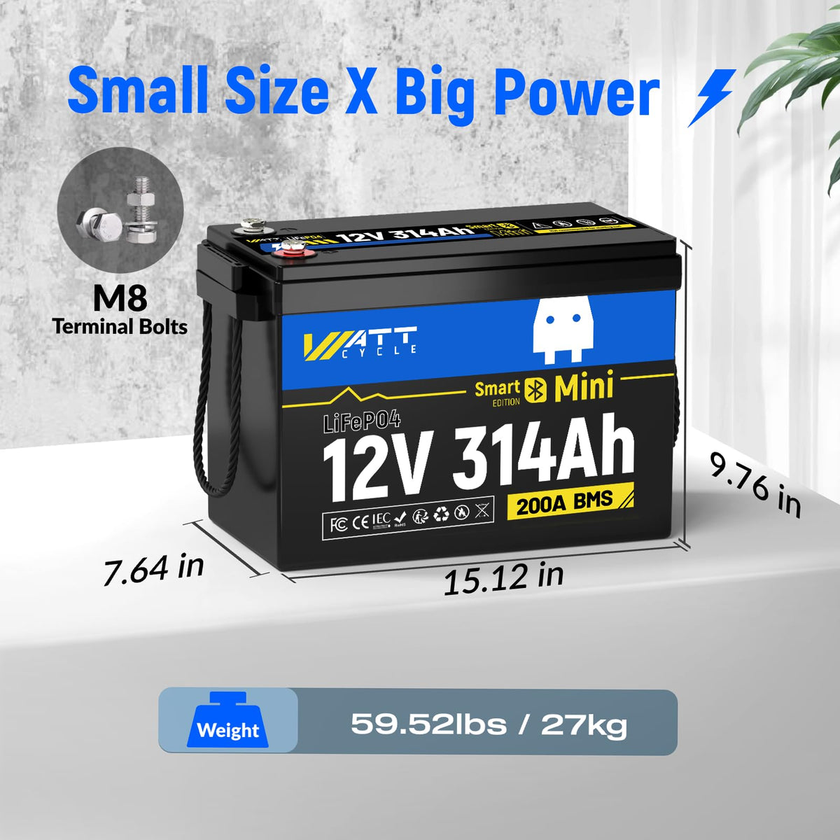 12V 314Ah LiFePO4 Battery 2 Pack Y442598