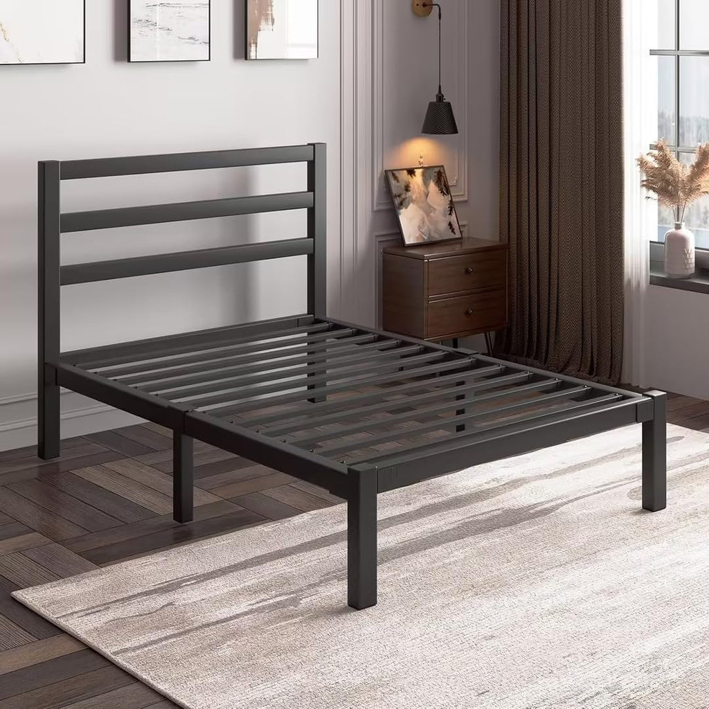 Twin Size Black Metal Bed Frame with Headboard N48639