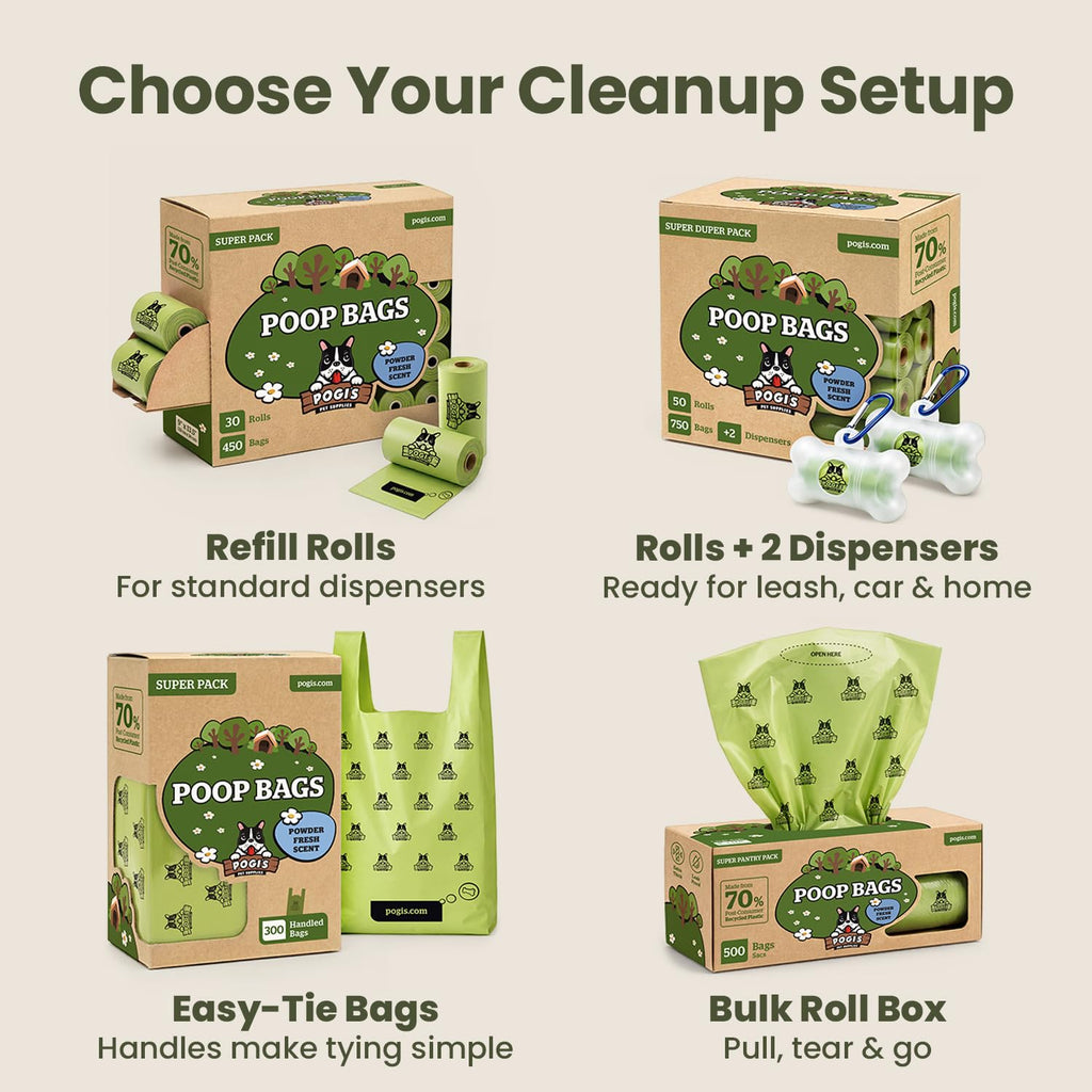 Large Dog Poop Bags with Handles, Fresh Scent, Extra Thick, 300 Bags V743