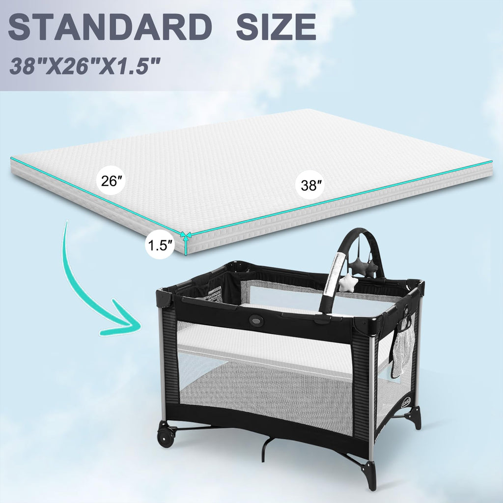 Baby Bassinet Mattress 38 x 26 Inch Gel Memory Foam Q959