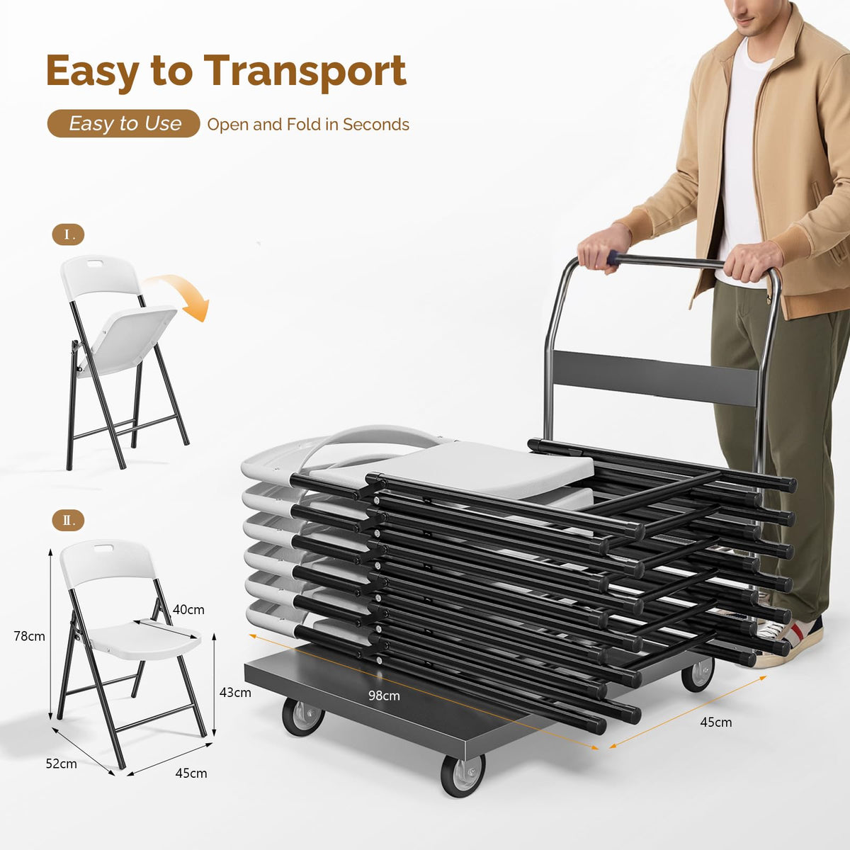 White Plastic Folding Chairs 10-Pack P60773