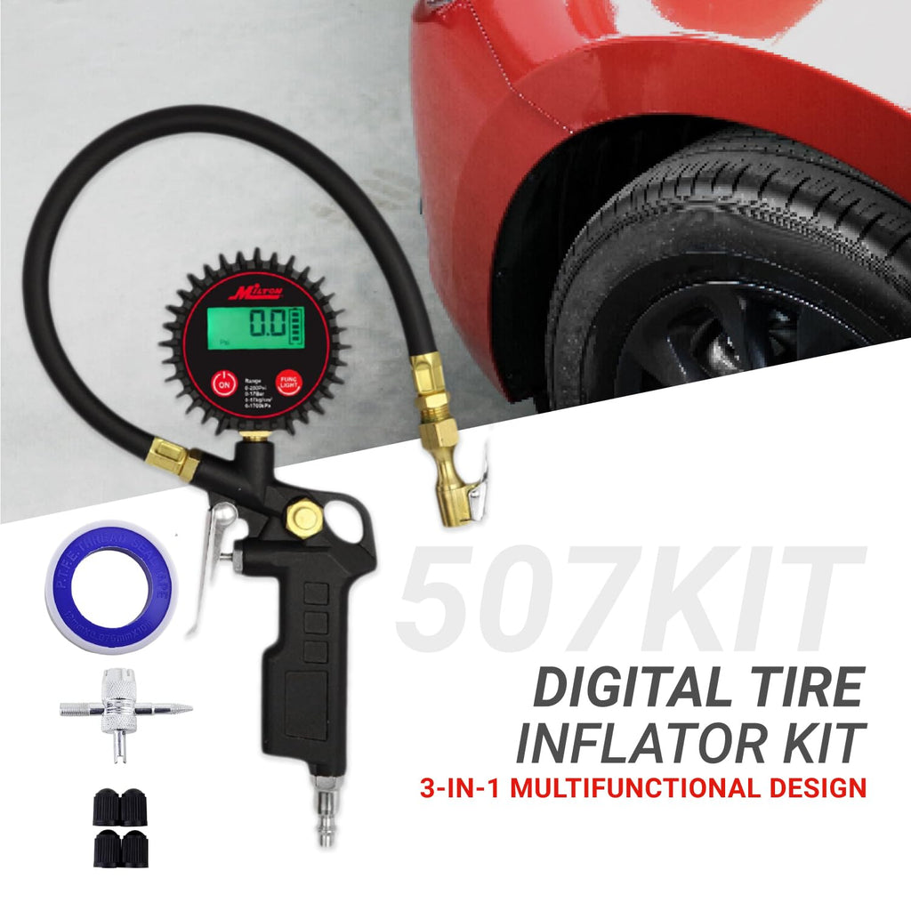 Digital Tire Inflator with Pressure Gauge and 14” Rubber Air Hose H851195
