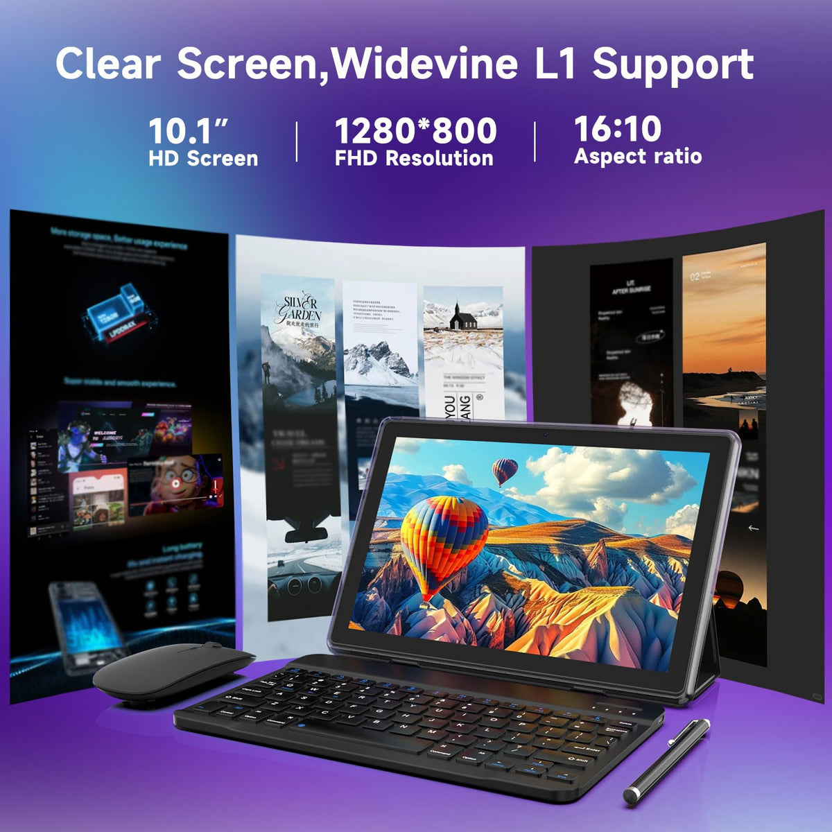 10 Inch Android 15 Tablet with Keyboard Case Mouse Stylus X62050