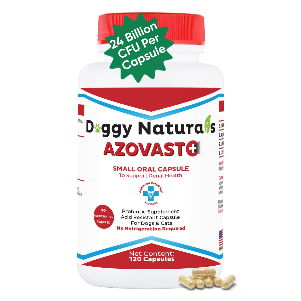Kidney Probiotic Supplement for Dogs Cats 24 Billion CFU 120 Caps R10708