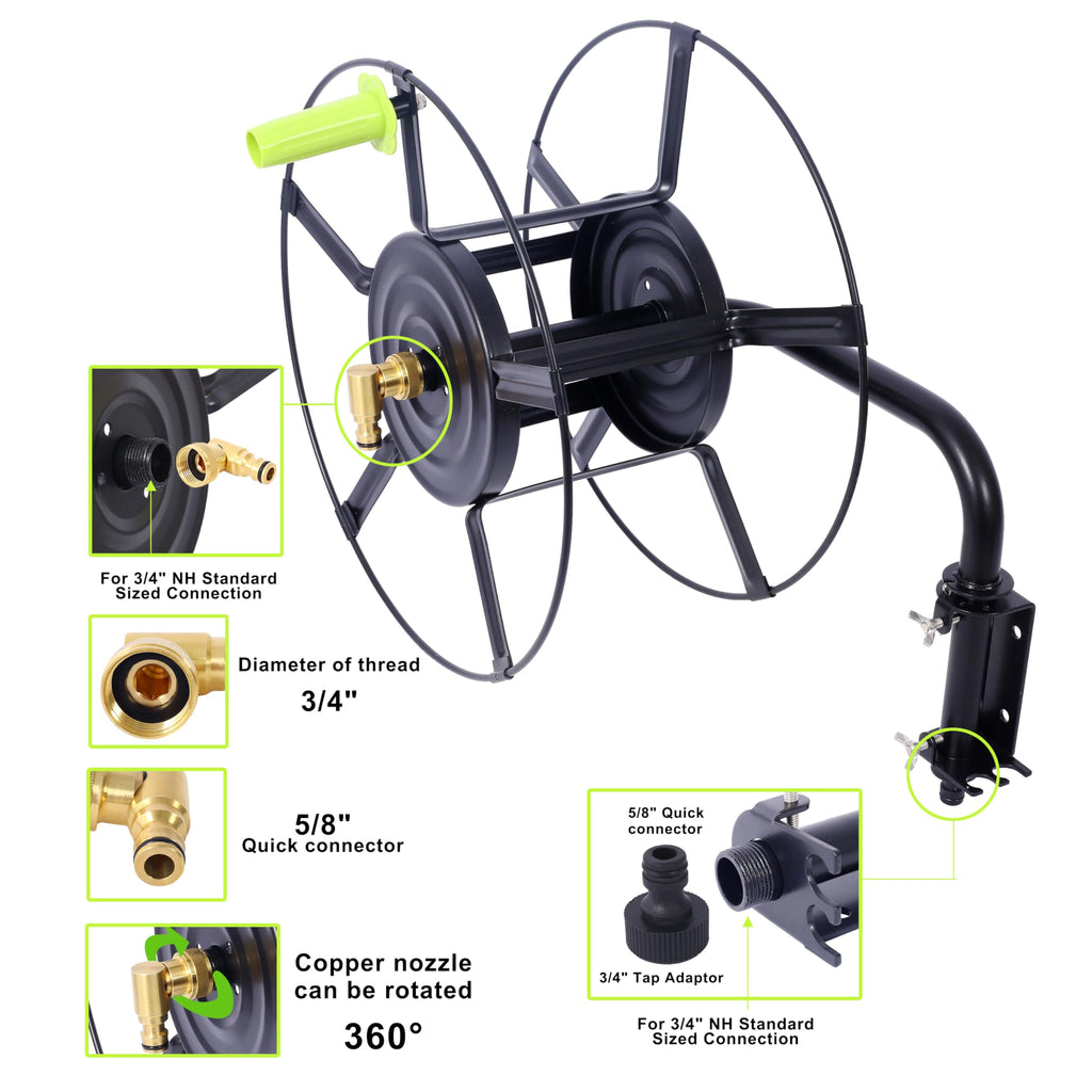 Black Heavy Duty Steel Swivel Hose Reel H84242