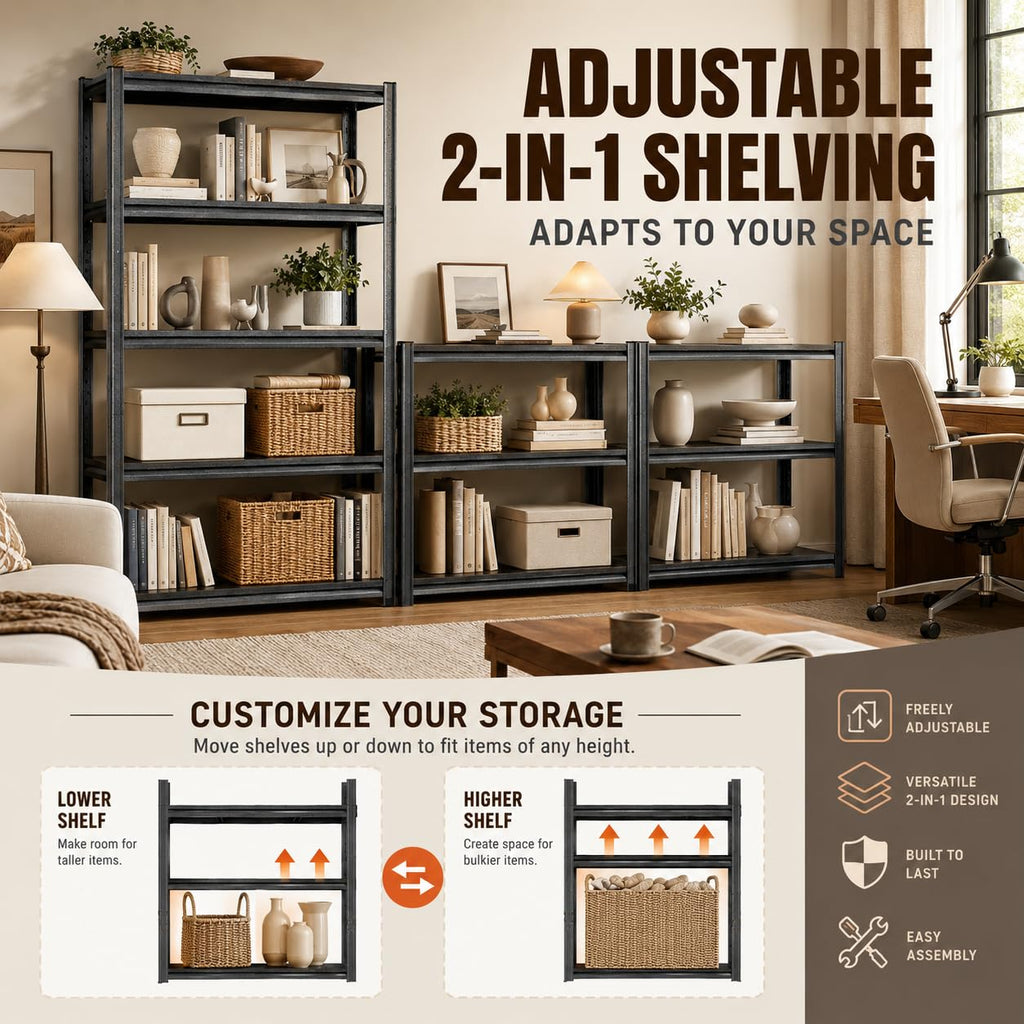 Heavy Duty Wood 5 Tier Bookshelf A3982