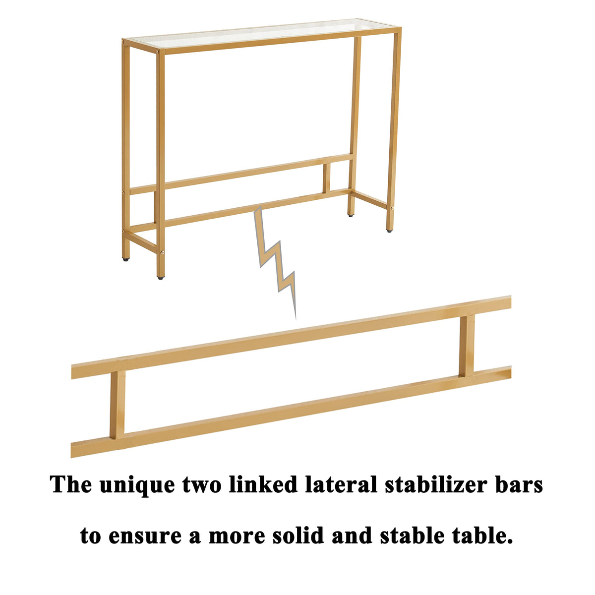 Small Modern Console Table Tempered Glass Metal Frame Q76702