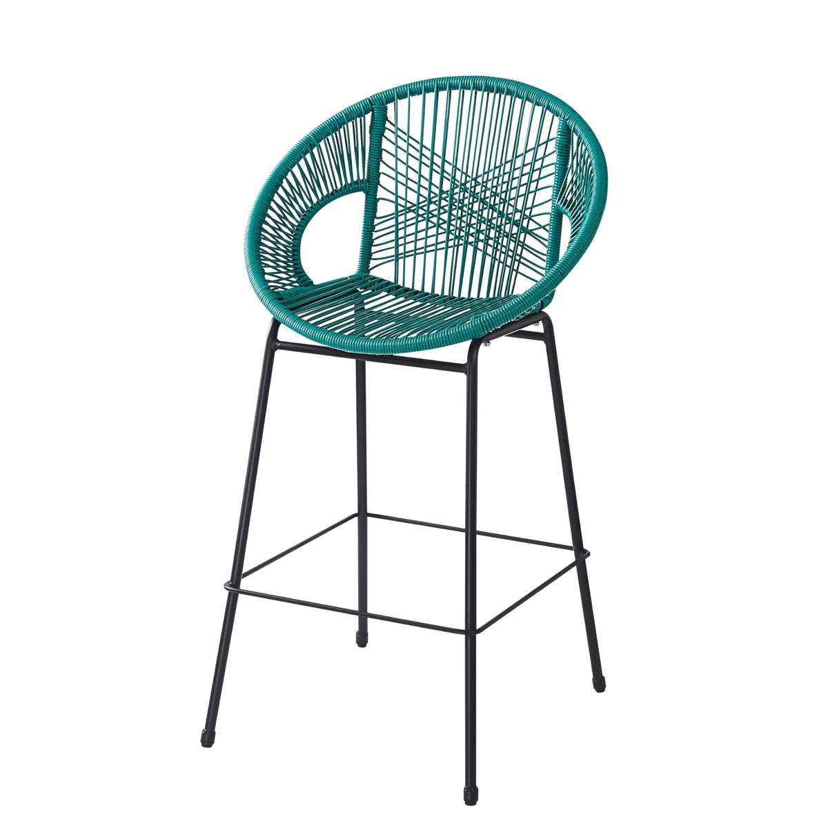 Teal Faux Wicker Outdoor Bar Stool, Set of 2 T654563