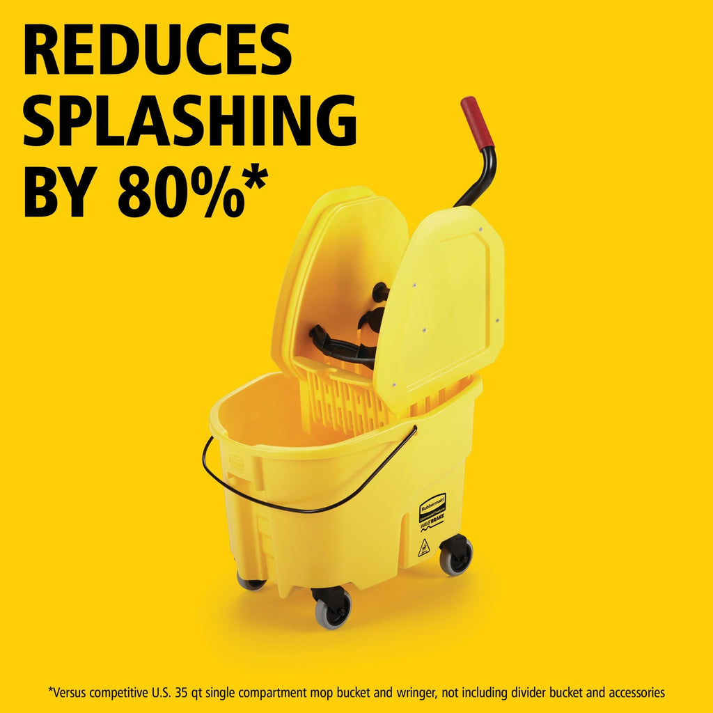 Yellow 35 QT Mop Bucket and Wringer Combo on Wheels E76139