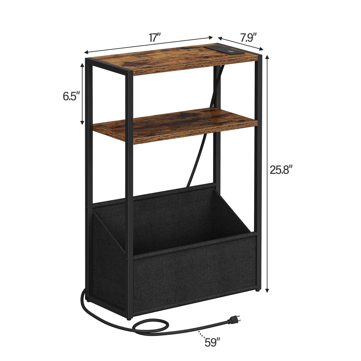 Narrow Side Table with Charging Station X118392