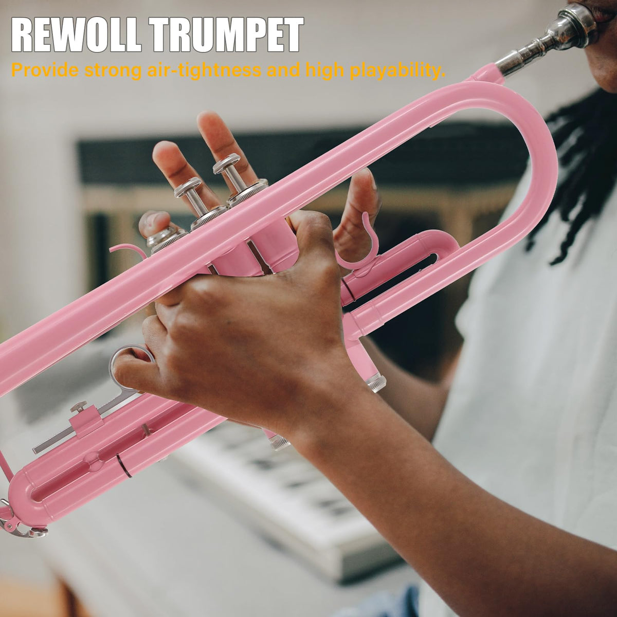 Bb Standard Trumpet Set with Hard Case, 7C Mouthpiece, Gloves (Pink) Q6547