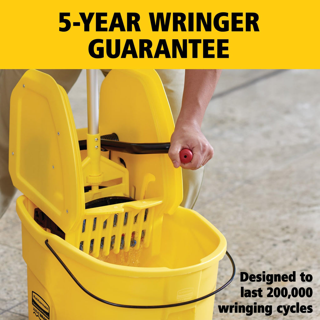 Yellow 35 QT Mop Bucket and Wringer Combo on Wheels E76139