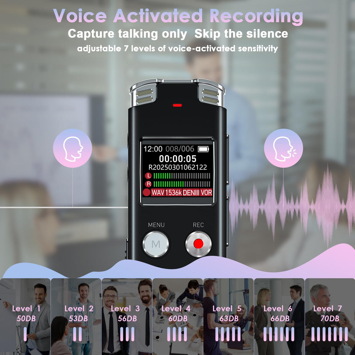 64GB Digital Voice Recorder with Playback E595